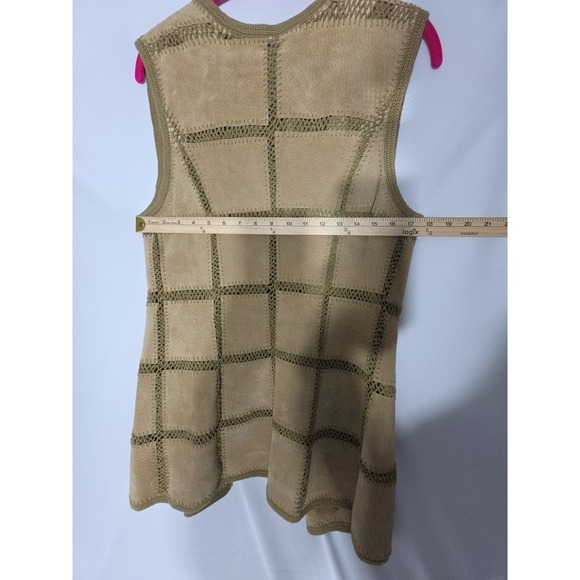VTG Suede Lattice Tunic Vest Womens Size 8 Brown Boho Festival - Picture 8 of 8
